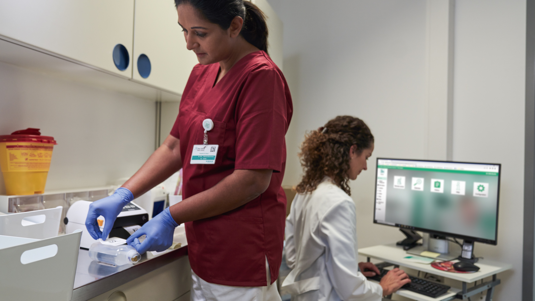 oncology nurse preparing solutions